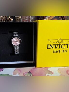 Invicta Silver Watch with Black Dial and Punk Dial